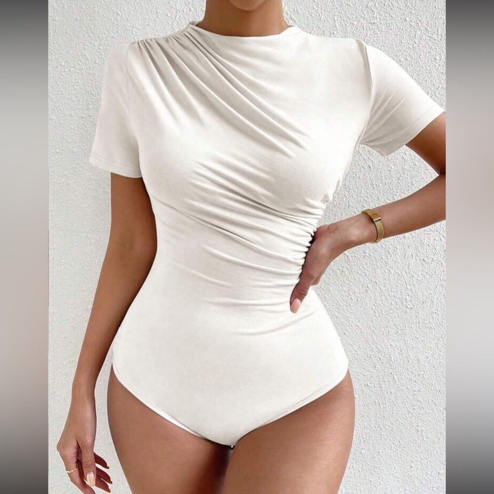 Boho ruched fitted bodysuit